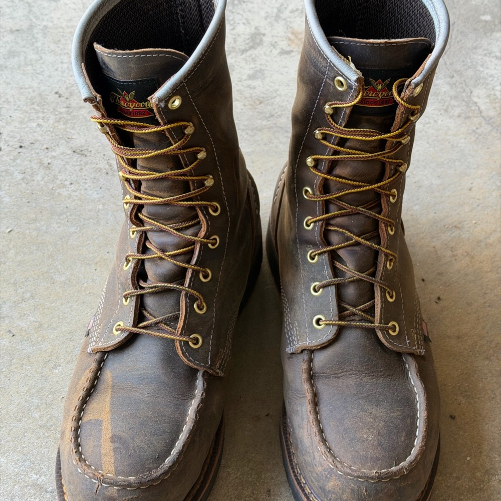 Thorogood waterproof work boots.